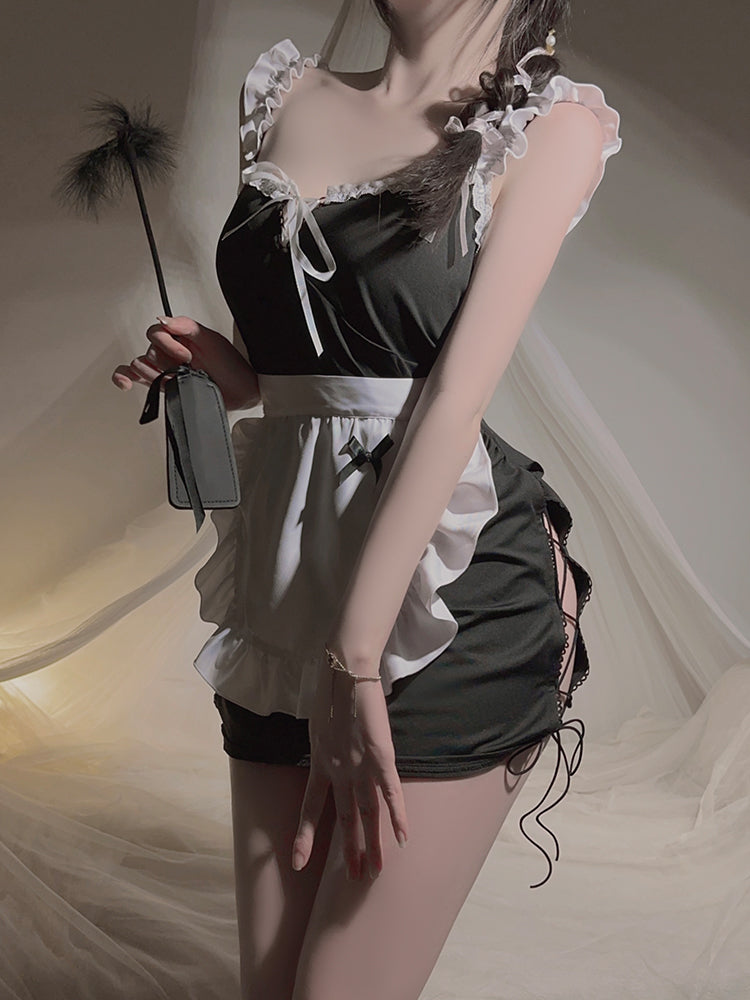 Black And White Sexy Maid Theme Nightdress