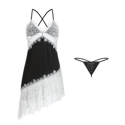 Black Delicate Lace Slip Nightdress