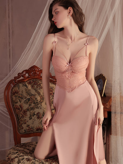 Delicate Sensual Backless Lace Slip Nightdress