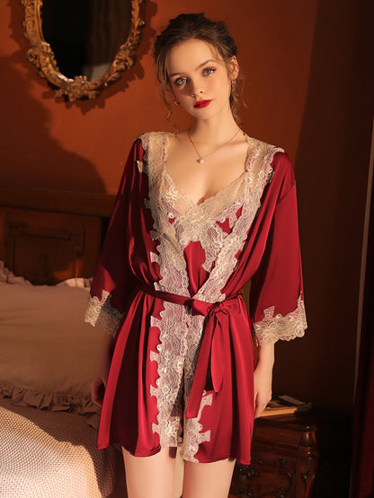 Elegant Classical Lace Slip Nightdress Set