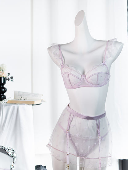 Light Purple French-inspired Embroidery Lingerie Set