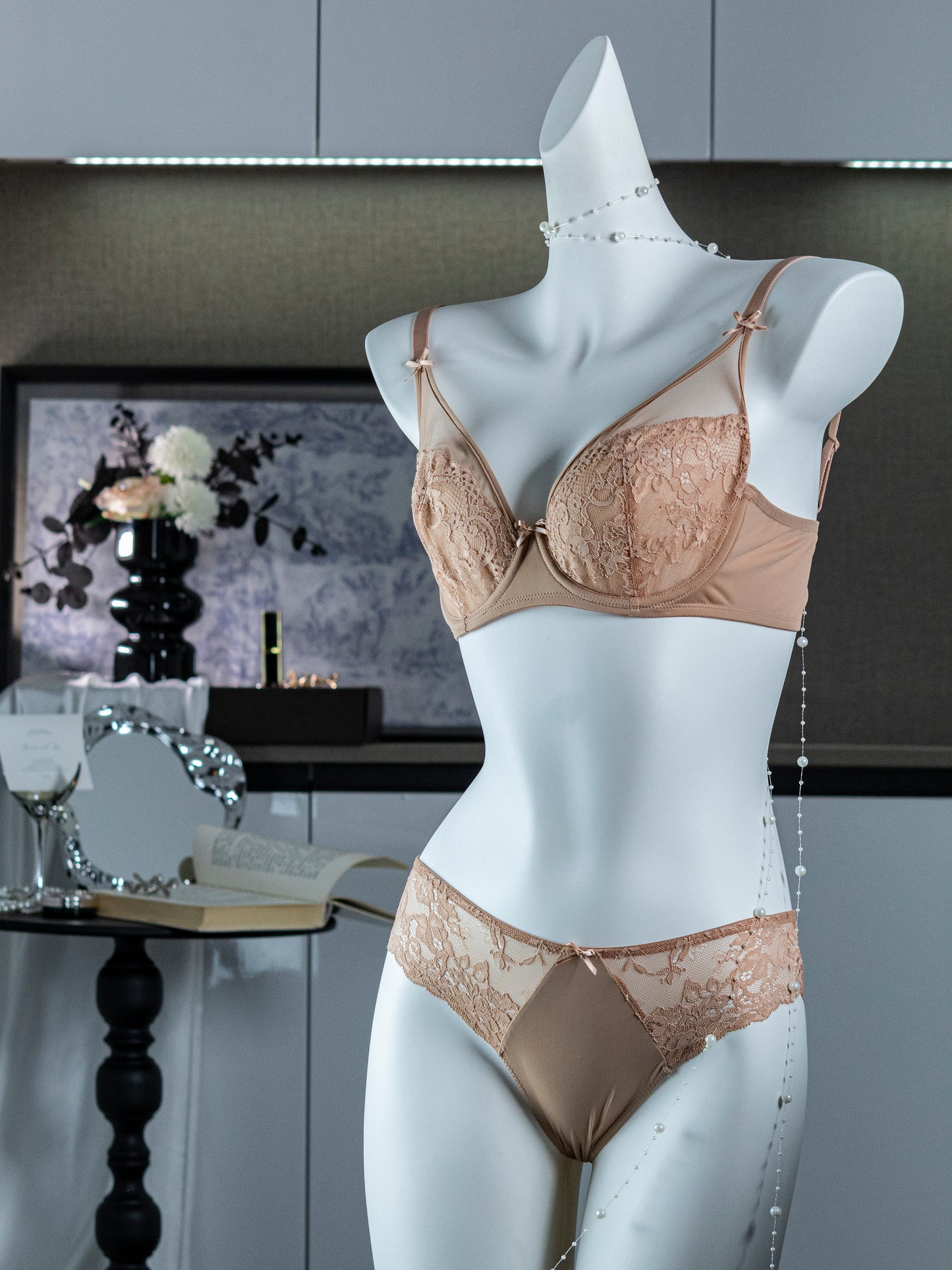 Nude Delicate Lace Lingerie Set