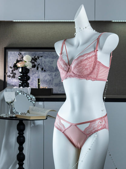 Pink Delicate Lace Lingerie Set