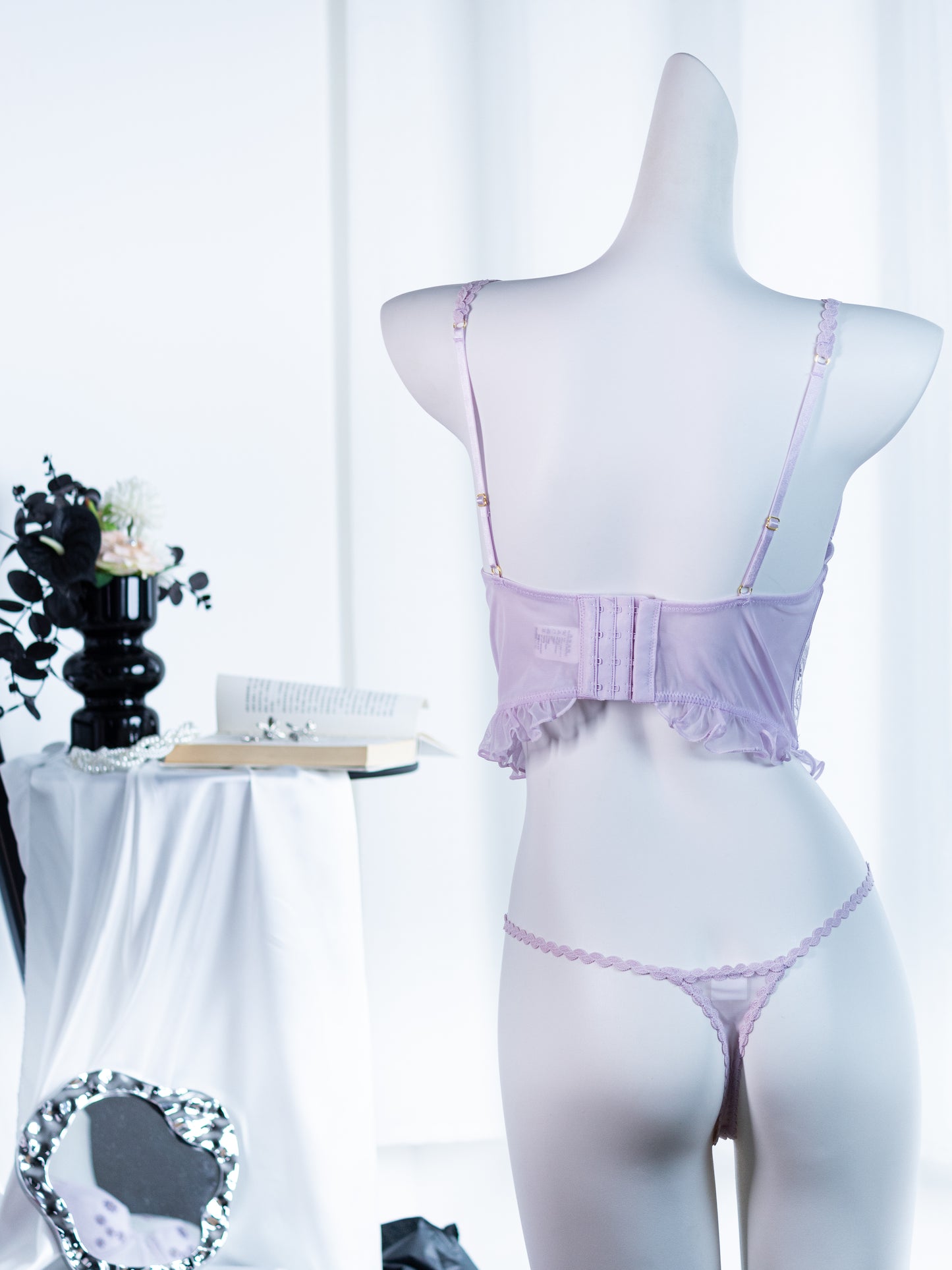 Purple Floral French-inspired Sexy Lace Embroidered Lingerie Set