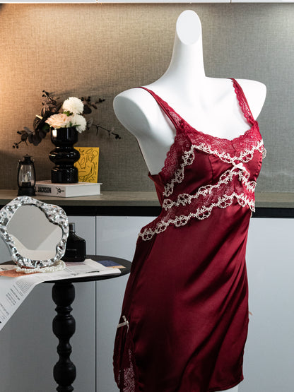 Red Elegant Lace Night Dress