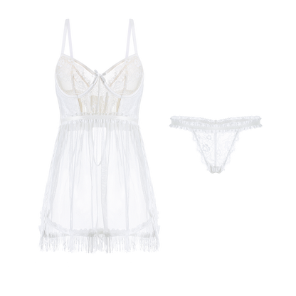 Sexy Sheer Side Slit Lace Slip Nightdress