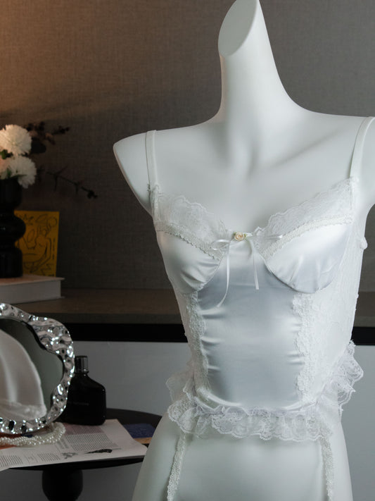 White Solid Elegant Lace Corset